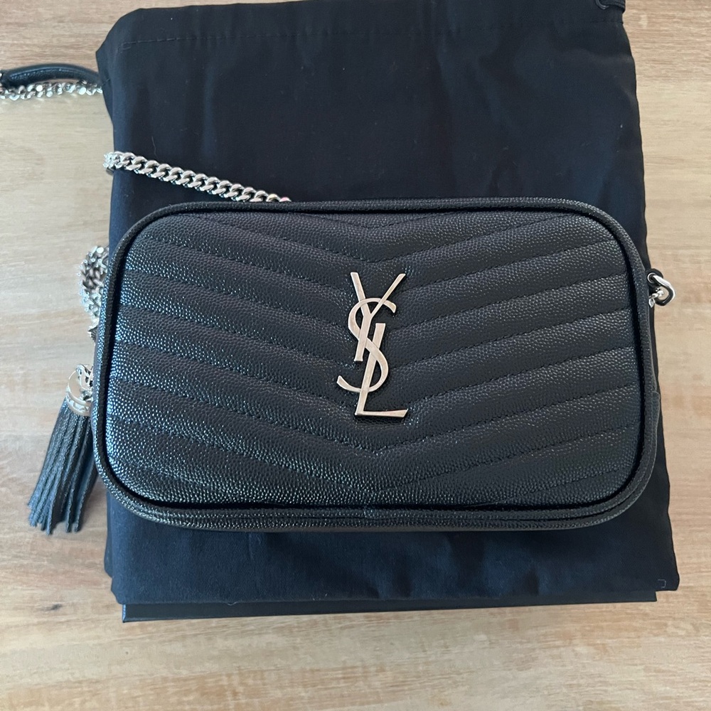 New Saint Laurent Metallic Black Crossbody Bag - Picture 2 of 9